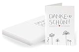 25 Geschenkanhänger - Dankeschön - Weiß mit Blumen, originelle Mini Dankeskarten zum Geschenke Beschriften, Handlettering, edel exklusiv individuell, A7 Recyclingpapier Klappk