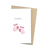 Herzfunkeln® Glückwunschkarte zur Geburt für Mädchen mit rosa Baby-Socke in DIN A6 - Hello little one - Karte zur Geburt als Geschenk für Eltern - Umschlag aus Recyclingpap