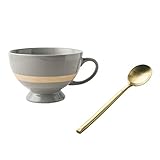 ZWMG Keramiktassen Nordic Style Frühstück Hafermehl Tasse Dessert Bowl Tasse Retro Keramik Milchtasse Große Kapazität Wassertasse Geeignet für Zuhause und Büro 550ml Kaffeeb