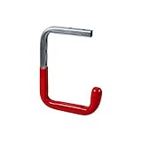 Gedotec Wand-Haken Metall Decken-Haken Garage & Werkstatt für Leiter - Schlauch UVM. | 150 x 255 x 155 mm | Stahl verzinkt | Geräte-Haken rot gummiert | 1 Stück - Gerätehalter für Wand-Montag