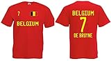 Belgien-Belgium DeBruyne Herren T-Shirt EM 2020 Trikot Look Style Shirt 7 Rot XXL