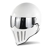 TYYCKJ Modularer Motorrad-Retro-Fahrrad-Motorradhelm Scorpion Custom Helm Integralhelm Doppel-D-Schnalle FRP-Helm Geeignet für Racing DOT-zugelassene Fallfestigk