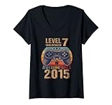 Damen Level 7 Awesome seit 2015 Spieler zum 7. Geburtstag freigeschaltet T-Shirt mit V