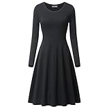 KeYIlowys Frauen Einfarbig Rundhals Langarm Lose Kleid Damen FrüHling Herb