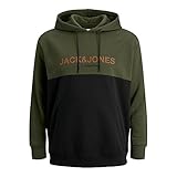 Jack & Jones Plus Herren JJEURBAN Blocking Sweat Hood NOOS PS Kapuzenpullover, Forest Night/Detail:Hawaiian-Black Print, EU6XL US4XL