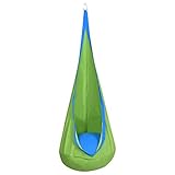 GOPLUS Hängehöhle Kinder, Hängesessel mit Haken und Seile, Hängematte Outdoor, Hängesack Kinderzimmer, aus Baumwolle, bis 80kg Belastbar, Farbwahl, 160 x 70 cm (Grün)