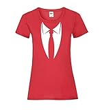 Kragen mit Krawatte Frauen Lady-Fit T-Shirt Rot XS - shirt84