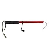 Alomejor Teleskop Fish Gaff Tragbarer Angelspeer Haken Aluminiumlegierungsstange mit Edelstahl Speerhaken(rot 90CM)
