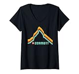 Damen Matterhorn Zermatt Wallis Schweiz Retro Bergsteiger Souvenir T-Shirt mit V