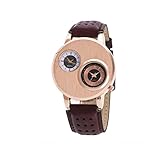 Naisicatar Männer Dual Runder Wählscheibe Quarz Kreative Uhr Lederarmband Armbanduhr Batterie Inklusive Wein R