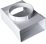 T-Stück Adapter, Ø 100 mm für 55 x 110 Flachkanal Lüftungssysteme. Abluftkanal oder Zuluftkanal. Hohe Qualität ABS-Kunststoff (FS55-T100)
