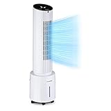 Klarstein Waterfall Luftkühler Ventilator Luftreiniger Luftbefeuchter, Luftdurchsatz: 400 m³/h, 45 W, Tank: 4 Liter, Kühlakku, 90° Oszillation, mobil, Bodenrollen, mit Staubfilter, weiß