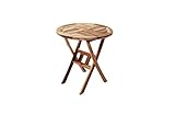 SAM Möbel Outlet Balkontisch Rondo aus Teak Holz | zusammenklappbarer Gartentisch | runder Tisch mit 80 cm Durchmesser | witterungsbeständig und stabil | naturb