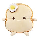 Tittaty Brot Kissen Deko Toastbrot Plüschtier Kuscheltier Poached Egg Brotform Weiche Family Studio Dekorative Kissen (25cm)