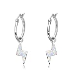 Creolen mit Anhänger Blitz Ohrringe 925 Sterling Silber Creolen Ohrringe Hängend Synthetische Opal Modeschmuck Ohrringe für Mädchen Damen Geschenk mit Geschenkbox