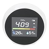 VBESTLIFE Digitaler Luftqualitätsdetektor, USB-Ladegerät, CO2-Temperatur-Feuchtigkeitsmesser-Monitor zur Wandmontage, Temperatur-Feuchtigkeits-Test, für Büros, Wohnungen, Fitnessstudios(Weiß)