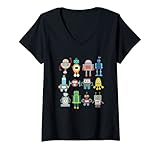 Damen Lustiges Roboter Geschenk T-Shirt mit V