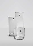 Maison Zoe Mundgeblasene und Handgefertigte Glasvase Zylinder - Rund Ø9cm bis 19cm - Blumenvase - Deko & Hochzeit (Ø12cm, 60cm hoch)