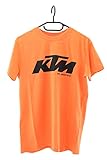 KTM Factory Team T-Shirt in orange mit großem Logo Print auf der Brust in schwarz - Regular fit - Rundhals - Größe S-XXL Unisex, Größe:S