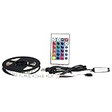 Yzibei LED Licht Leiste, LED Licht Leiste mit USB Kabel und 24 Tasten Fern Bedienung RGB Farbe für Decken Beleuchtung und Dek