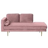 Beliani Moderne Chaiselongue aus Samtstoff in Rosa M