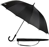Sternenfunke Regenschirm groß XXL schwarz Ø120 cm, großer Stockschirm Damen und Herren edel stabil sturmfest für 2 Personen großer Regenschirm schwarz groß Schirm schw