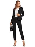 SOLY HUX Damen Blazer offener Vorderseite mit Anzughosen Set Elegant Zweiteiler Büro Blazer Hose Anzug Set Schwarz S