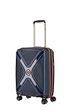 TITAN 4-Rad Handgepäck Koffer Hartschale + TSA Schloss erfüllt IATA Bordgepäckmaß, Gepäck Serie PARADOXX: Hartschalen Trolley mit Akzenten in Leder Optik, 833406-20, 55 cm, 40 Liter, navy (blau)