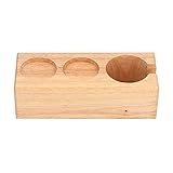 Kaffeestampfständer, Kaffeestampfstation Kaffeestampferhalter Stabile Tamping Holzfarbe für Bar für Zuhause für Coffee Shop(Naturholzfarbe Dreiloch-Holzsockel-außen)