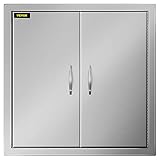 BuoQua Outdoor Kitchen BBQ Door 24X24 Inch Außenküche Grilltür, silberfarb