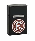 Fortuna Düsseldorf Alu Box schwarz, Zigarettenbox Logo F95, Zigarettenetui, Etui (L)