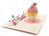 glücksgreissler® Happy Birthday Karte Gratulation zum Geburtstag 3D Popup Postkarte Faltkarte Erdbeere Cupcake groß