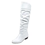 MJGkhiy Stiefel Damen Winter mit Niedrigem Absatz Schrägabsatz Einfarbig Winterschuhe Damenstiefel Wadenhöhe Flach Winterschuhe Wasserdicht Gefüttert Geschenk