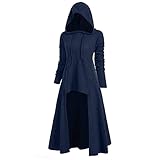 BIBOKAOKE Steampunk Gothic Hoodie Damen Langarm Vintage Retro Mittelalter Kleid mit Kapuze Frauen Lange Ärmel Cosplay Kostüme Halloween Party Große Größen Sweatshirt Kapuzenp