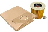10 Filtertueten + 1 Filter im Set passend für Kärcher 6.959-130.0 + 6.414-552.0 KÄRCHER WD2, WD3, MV2, MV3, A2054, reißfeste Filterb