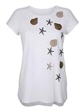 Alba Moda Damen T-Shirt Halbarm in Weiss aus Viskose mit besticktem V