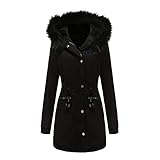 XUNN Winterjacke Damen Kapuze Wintermantel mit Fell Wasserdicht Pelzgefütterter Super Dick Trenchcoat Winterparka Parka Mantel Damenjacke Fleecejacke Steppjacke Steppmantel Übergangsjack