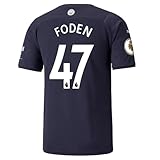 PUMA Herren Manchester City 3. Trikot 21/22 mit Phil Foden Aufdruck - Blau - Größe: XL