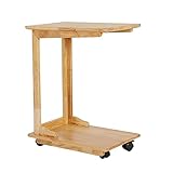 GWW Beistelltisch - 2-stöckiger Beistelltisch dekoriert, Holz-C-Couchtisch, Couch-Sofa-Beistelltische, Eingangstisch, Schreibtisch, Schminktisch, für Wohnzimmer, Schlafzimmer, Büro (Color : A)