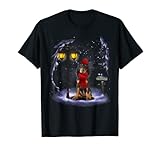 Winter-Pyjama, Motiv: Coonhound, Schnee, Weihnachtslicht, Schwarz / Hellbraun T-S