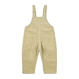 Choomomo Baby Mädchen Jungen Overall Baumwolle Latzhose Mit Knöpfen Cord Hosenträger Hose Lange Jumpsuit Strampler Lässiger Stil Khaki 92-98
