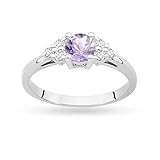 Weißgold Damen Gold Verlobungsring mit Amethyst 0.50Ct und Diamanten 0.18Ct, 14 Karat Gold (585) | Goldring mit Box | Goldring für Frauen (Amethyst mit Diamanten, 47 (14.8))