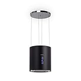 Klarstein Barett Dunstabzugshaube - Abzugshaube mit 190 W Motorleistung, Dunstabzugshaube Umluft in 3 Leistungsstufen, max. 560 m³/h Umluftleistung, Ø 35cm, LED-Beleuchtung, Edelstahl, schw