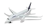 Majorette 212057980Q02 Airbus 350 Lufthansa, Spielzeugflugzeug, Originaldesign, Spielzeug, Flugzeug, ca. 11 cm, weiß, für Kinder ab 3 J