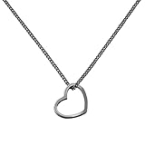 modabilé Halskette Damen mit Herz-Anhänger 925 Sterling Silber Herzkette (Kettenanhänger 1,7cm breit I Kette 45cm - 50cm) I Silberkette Schwarz Rhodiniert Frauen mit Etui I Produziert in Europ