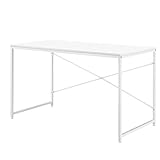 [en.casa] Schreibtisch 120x60x72cm Weiß Eiche-Optik Bürotisch Computertisch Arbeitstisch PC T