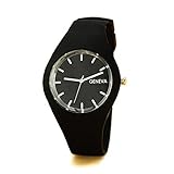 LYDPT Mode Klassische Silikon Frauen Uhr Einfache Stil Armbanduhr Silikongummi Casual Dress Girl Watch (Color : Schwarz)