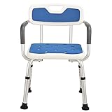 Duschhocker Hocker, Badezimmer Duschstuhl Mit 6 Stufen Höhenverstellbarer Badewanne Rutschfester Duschstuhl Für Senioren, Behinderte, Schwangere Badehocker Duschstuhl Mit Armlehnen Und Rückenlehne,B
