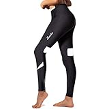 Santic Fahrradhose Lang Damen Gepolsterte Winter Thermo Leggings Radhose Radsport Lange Hosen Tights Elastische Schnell Trocknend schwarz Weiß L EU