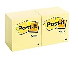 Post-it Notes 654 – Selbstklebende Haftnotizzettel in 76 x 76 mm – 12 Notizblöcke quadratisch à 100 Blatt in Gelb